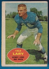 1960 Topps Yale Lary, Def. Back, Detroit Lions(HOF)(9x PB)(5x AP) # 48