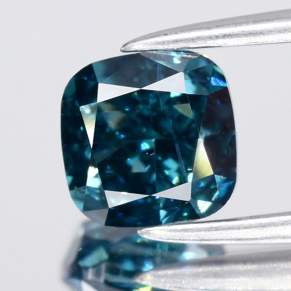 💎 1.01ct 5.35x5.35mm Cushion Natural Treated Fancy Deep Blue Diamond SI1 Africa