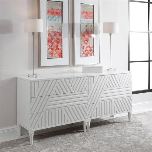 Uttermost Colby Contemporary MDF and Wood Drawer Chest in White - Picture 12 of 13