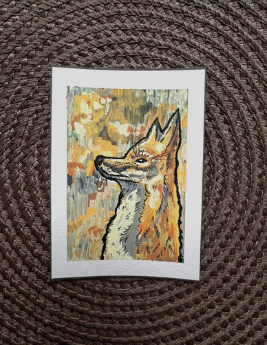 ACEO ORIGINAL ink & acrylic painting FOX (Forest friends) 3 by TeddyBeTina