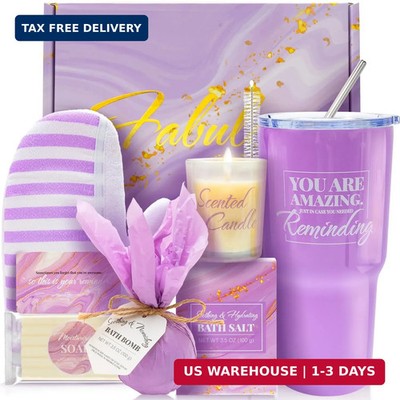 Self Care Gifts for Women Get Well Soon Gifts, Purple Birthday Gift Baskets, 8pc