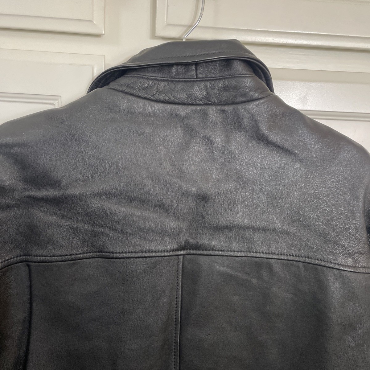 Marcello Figlia Genuine Leather Jacket Mens black Button Front