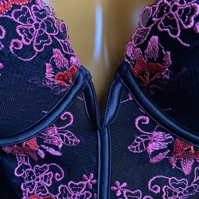 Ann Summers KARMEN Underwired Suspender Body Black Embroidered Mesh, 12-14 D-DD