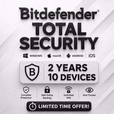 Bitdefender Total Security 2 Years 10 Devices + Daily VPN