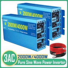 2000W 4000W Pure Sine Wave Power Inverter 12V 24V to 240V 3AC LCD Car Converter