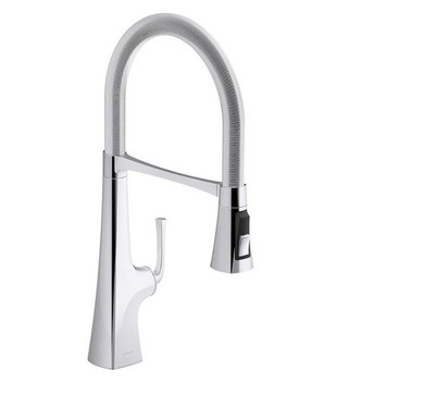 Kohler 22061-CP Graze Semi-pro, 3 Function Commercial Kitchen Faucet w/Pull Down