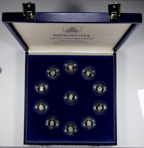 Bermuda 1984 "Settlement of Bermuda" 11 Piece Sterling Silver Coin Set, w/Case