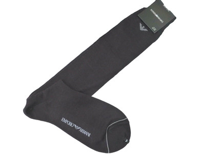 Emporio Armani 1 Stück längliche Anzugsocken Herren dunkelgrau UK 8-9 lang Crew-Socken neu in Verpackung