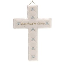 Baptism Boy Wall Cross Polyresin Christ Religious 42828