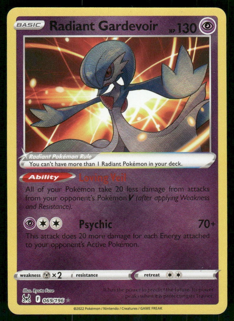 2022 Radiant Gardevoir 069/196 Radiant Rare Holo NM SWSH11: Lost Origin Pokemon