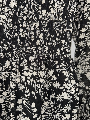 Girls Art Class Square Neck Black/Ivory Pullover LS Floral Dress Size XL 14/16 - Picture 11 of 14