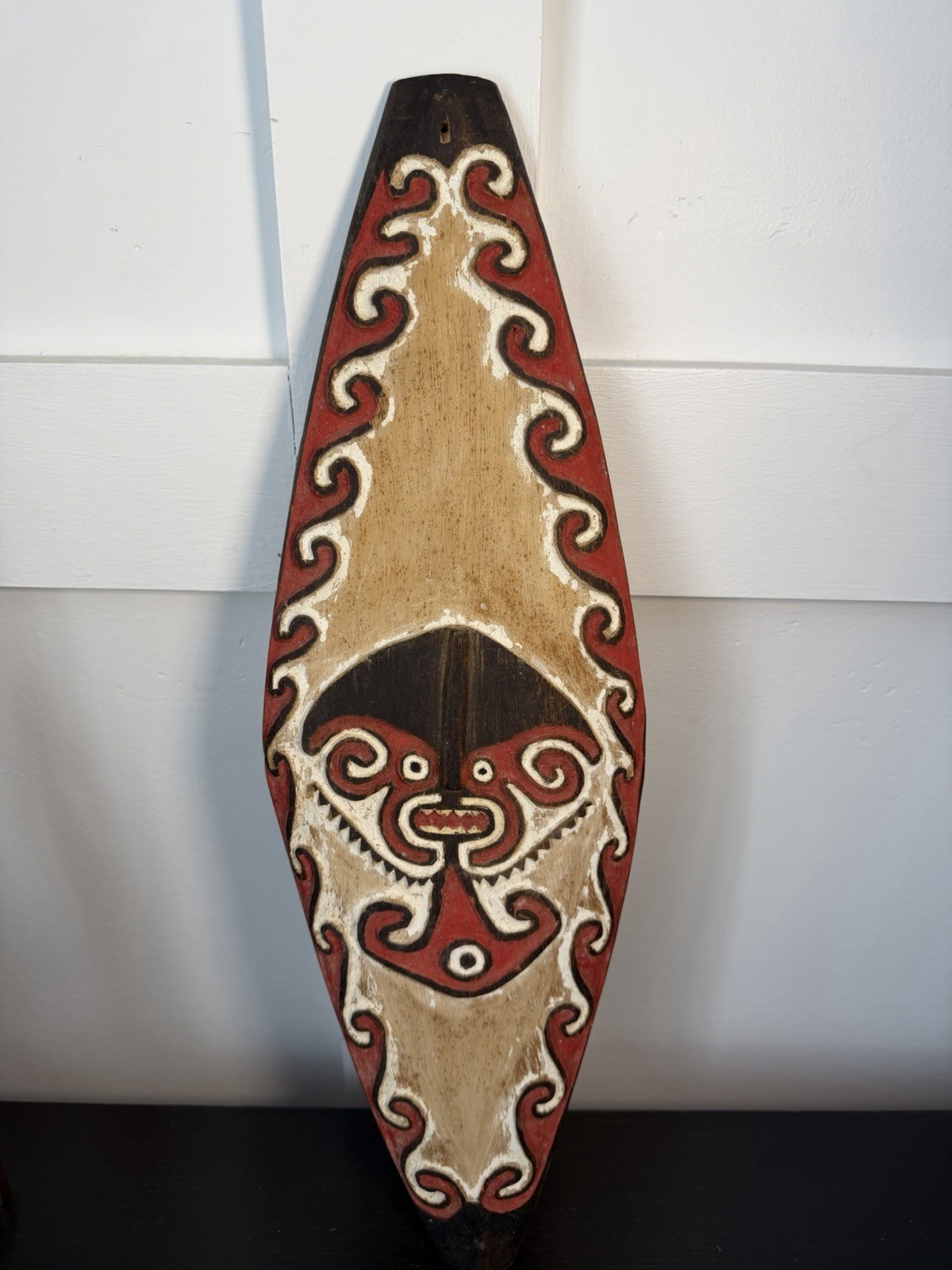 Vintage Papua New Guinea Gope Board Hand Carved Wood By Tribal Natives Folk Art