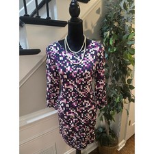 Ann Taylor Shirt Dress Women's Size Small Multicolor Long Sleeves Stretchy