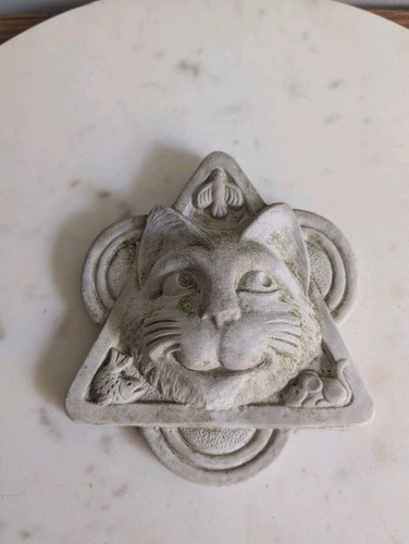 Vintage Carruth Studio Hand Sculpted Stone Cat Wall Plaque Hanging 1986