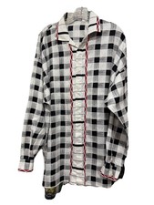 Gianni Versace Plaid Shirt 48 B W Long Sleeve Vintage Designer Italy 1970 s