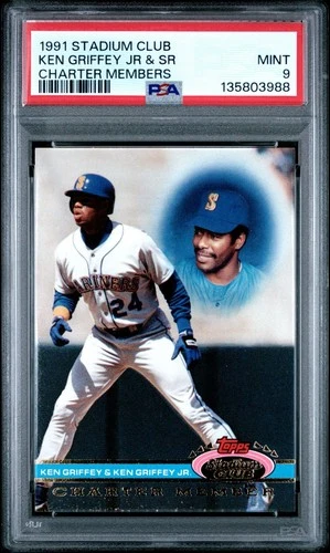 KEN GRIFFEY JR & SR Father Son Duo 1991 Stadium Club Charter Member PSA 9 MINT