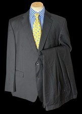 Roy Robson Black 2 Piece Suit Super 100’s Angelico Wool 50L / W46L BIG & TALL
