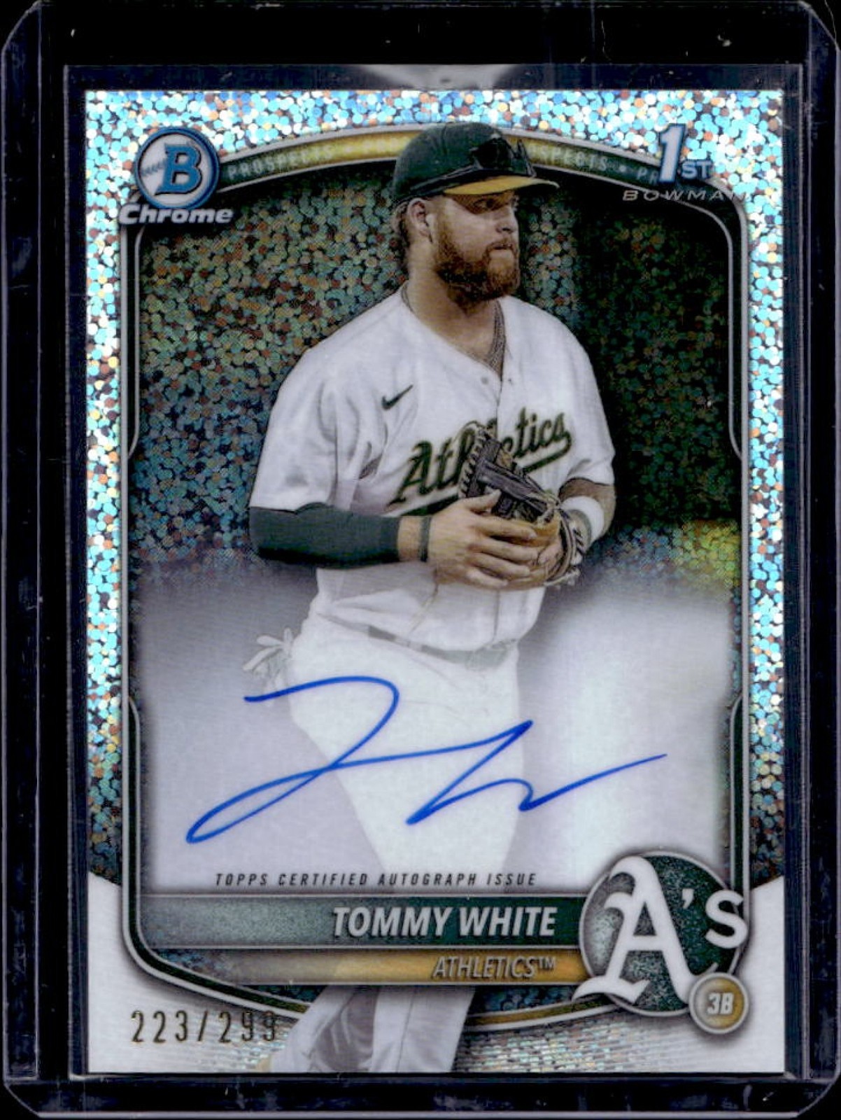 2025 Bowman Chrome Tommy White Auto Speckle Refractor 1st Prospect #223/299