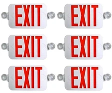 6 Pack All LED Decorative Red White Exit Sign & Emergency Light Combo with Ba...