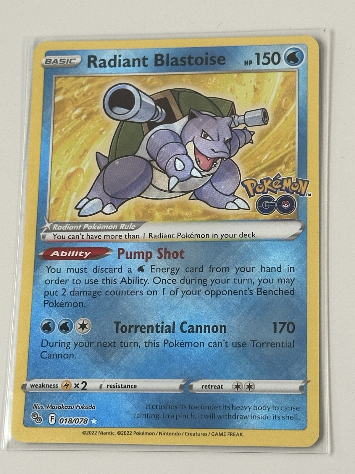 Pokémon TCG Radiant Blastoise Holo Card 018/078 Pokemon Go