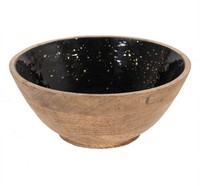 Clayre & Eef 6H2248 Dekorative Schale Ø 25X10 Cm Schwarz / Braun Holz Dekoschale