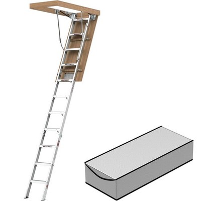 7'8''-10'3'' Ceiling Height Aluminum Attic Ladder with Stairway Insulation Cover