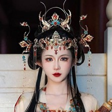 Chinese Hanfu Phoenix Crown Hairpin Palace Style Bridal Wedding Hair Accessories