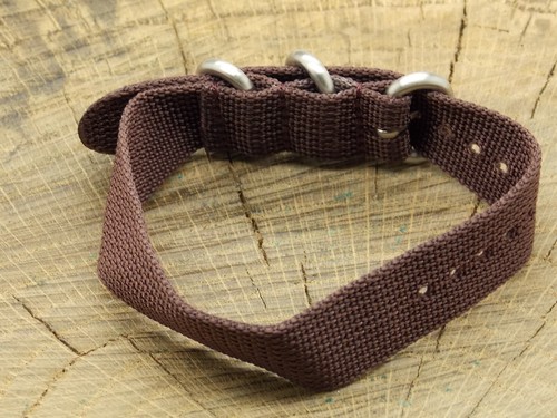 Brown Nylon w Silver Tone Buckle Unused Vintage 18mm Watch Band One Piece Strap - 第 2/5 張圖片