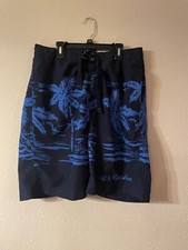US Polo Assn Men's Shorts Large Blue Tropical Beach Swim Trunks Drawstrings
