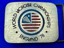 World Lacrose Championship England 78 Silver Color Souvenir Belt Buckle