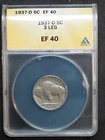 1937 *D*  3 LEGGED BUFFALO NICKEL ANACS XF40 FREE SHIP G1551