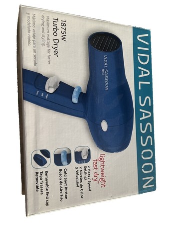 Vintage Vidal Sassoon Hair Turbo Dryer 1600 VS728 cold shot White