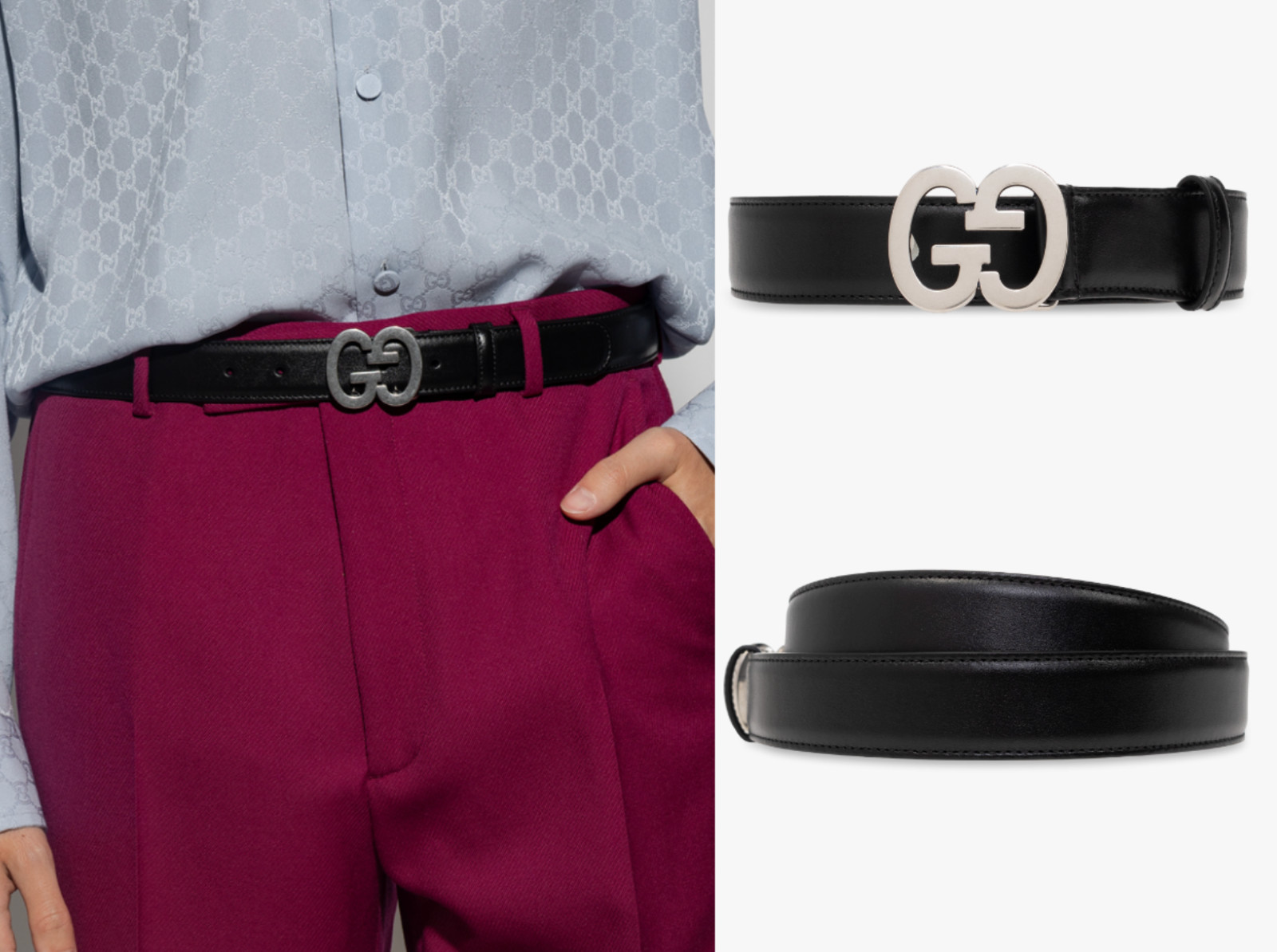 GUCCI GG Belt Supreme Monogram Antiqued GG Buckle With Dust Bag Unisex 80