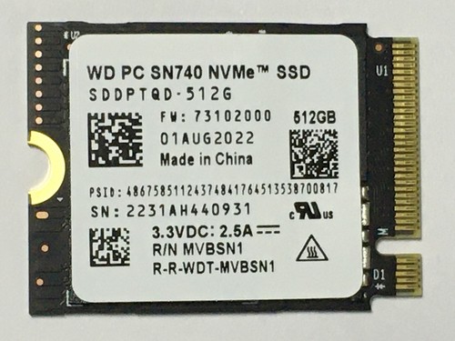 WD SN740 512GB M.2 2230 SSD NVMe PCIe4x4 For Steam Deck Microsoft Surface Laptop - Afbeelding 4 van 6