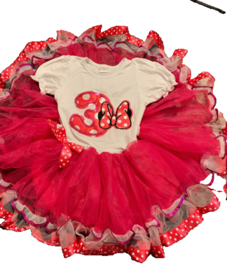 Minnie Mouse Birthday 3 year old Girl Baby Toddler Fuchsia Pink party Tutu  Dress | eBay
