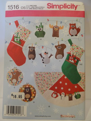 Simplicity 1516 CHRISTMAS Ornaments Tree Skirt  Wall Hangings SEWING PATTERN NEW - Picture 1 of 2