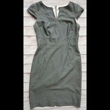 Tahari Grey Cap Sleeve Fitted Pencil Dress Sz 8