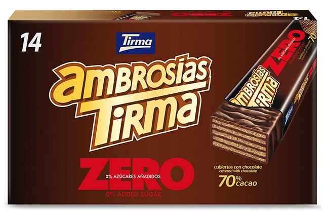 Tirma Ambrosías de Chocolate Negro 0%Azúcares – 14 Unidades Producto de Canarias