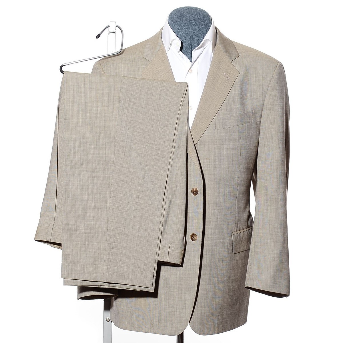 スーツ yunoopy 44R Joseph Abboud Taupe Nailhead Wool Two-Piece Suit 36x29.5