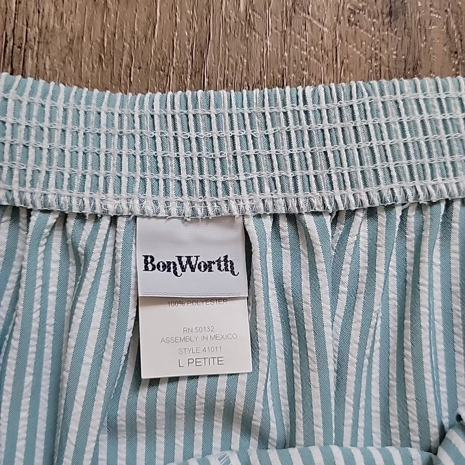 Falda cintura elástica con botones BonWorth ~ Talla LP ~ Verde y Blanco Foto 3 de 4