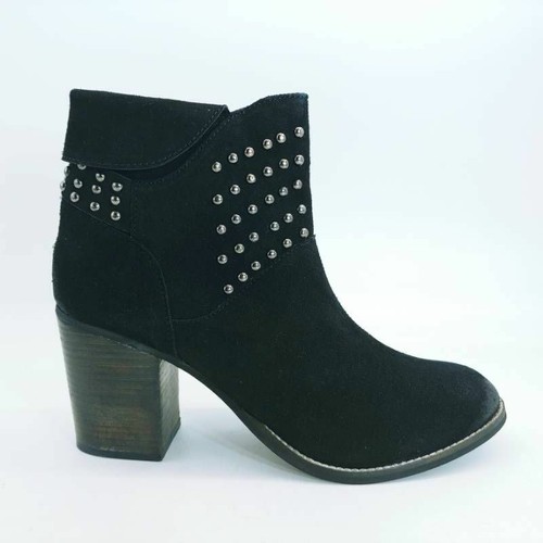 black suede studded booties