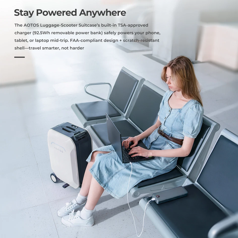 Maleta inteligente montable 31L 20 pulgadas equipaje eléctrico scooter ligero + APP Foto 3 de 4