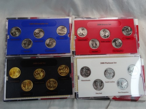 2000 Statehood Quarter Sets CSN 20 Coins P D Gold & Platinum US - Picture 2 of 6