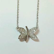 STERLING SILVER BUTTERFLY CUBIC ZIRCONIA PENDANT NECKLACE