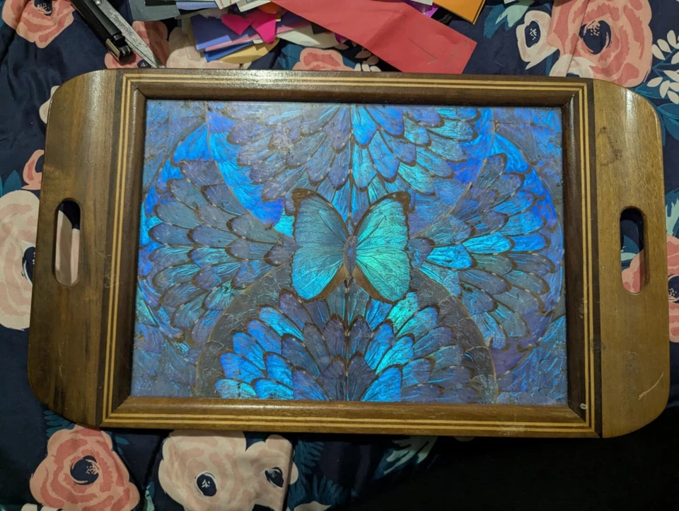 Bandeja borboleta vintage feita à mão  - Imagem 2 de 2