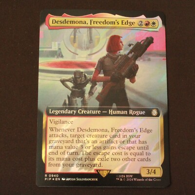 Desdemona, Freedom's Edge (Extended Art) (Surge Foil) 940 MTG Fallout (PIP) NM