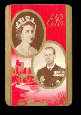 1 x Playing Card Queen Elizabeth II Coronation 1953 Queen of Clubs