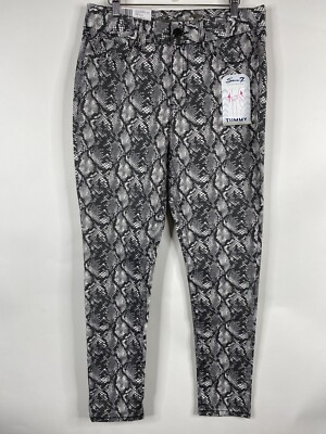 Seven7 Jeans Womens Size 12 Tummyless High Rise Skinny Grey Snake Print NWT