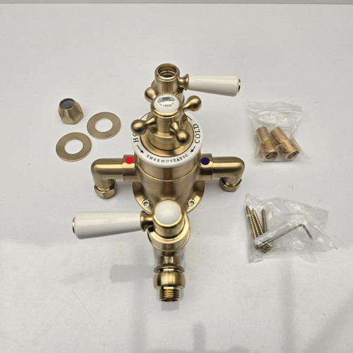 Milano Elizabeth Traditional Triple Exposed Thermostatic Shower Valve Brushed Br - Picture 12 of 15