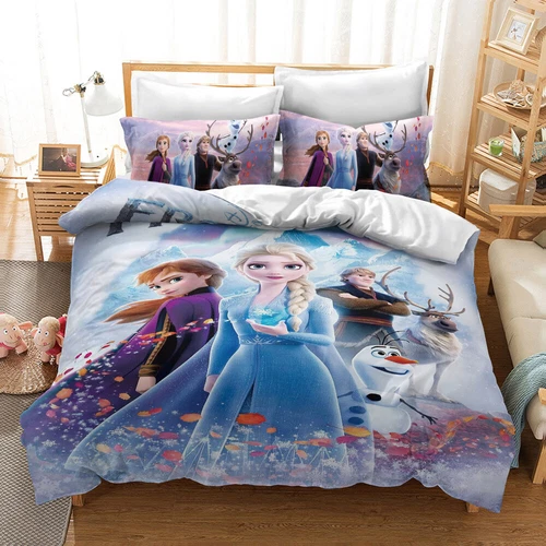 Set lenzuola bambini bambina 3D Anna Elsa principessa set lenzuola copripiumino - Foto 2 di 12